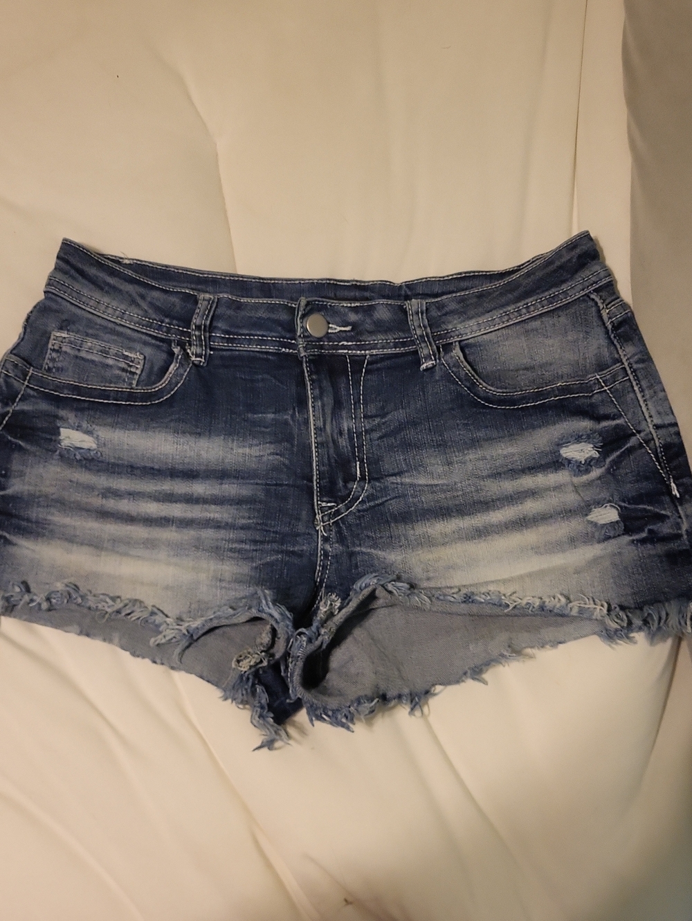 Flamingals Distressed Women's Denim Cutoff Shorts - Blue